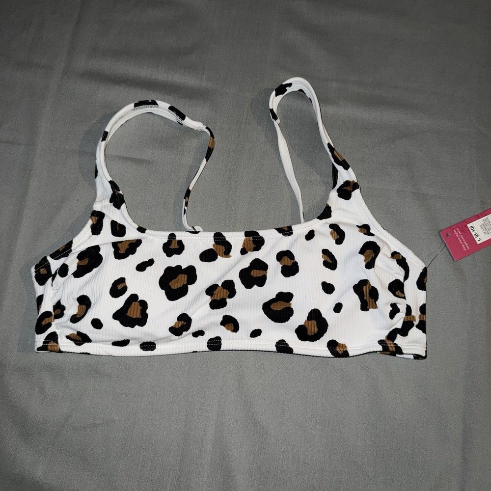Juniors' Ribbed Bralette Bikini Top - Xhilaration, Animal Print, Large (8-10)